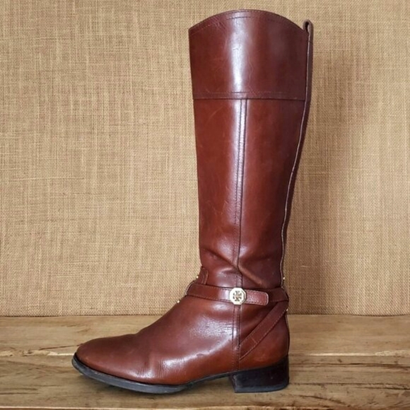 Tory Burch Shoes - Tory Burch Women's Brita Sienna Brown Leather Riding Equestrian Boots Size 9.5